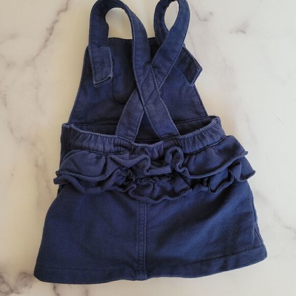 Carters baby girl 6 month navy blue 100% cotton navy blue overall turkey dress - Picture 2 of 5